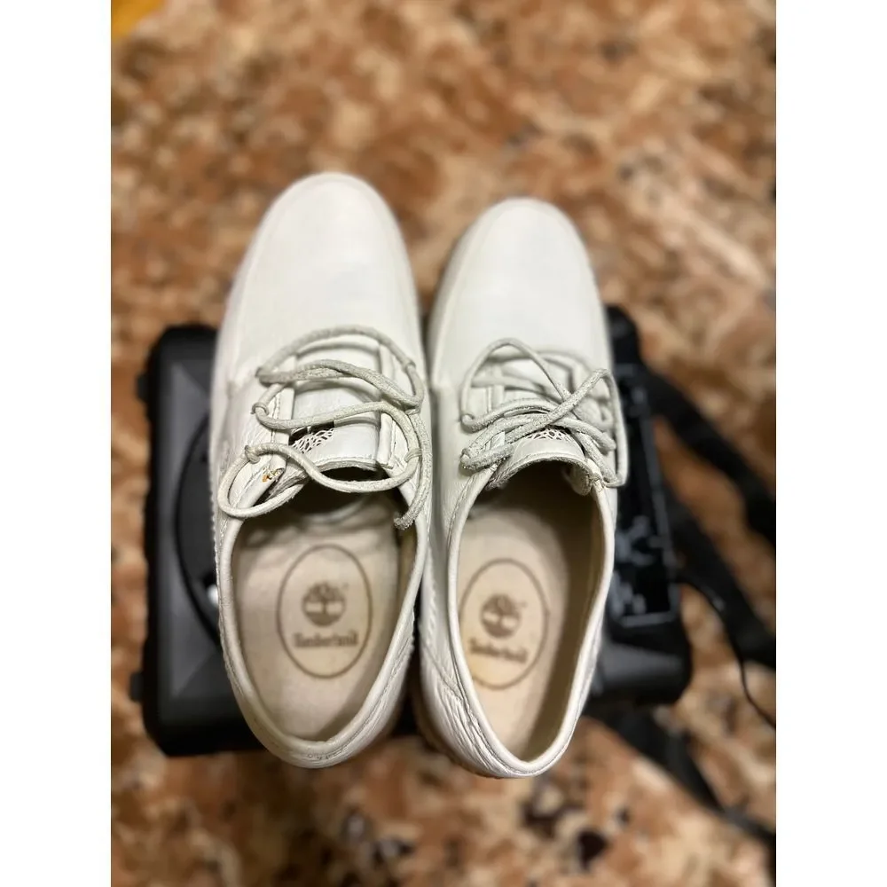 Timberland Leather Oxfords Casual Lace Up Shoes White Sneakers unisex size 8‎